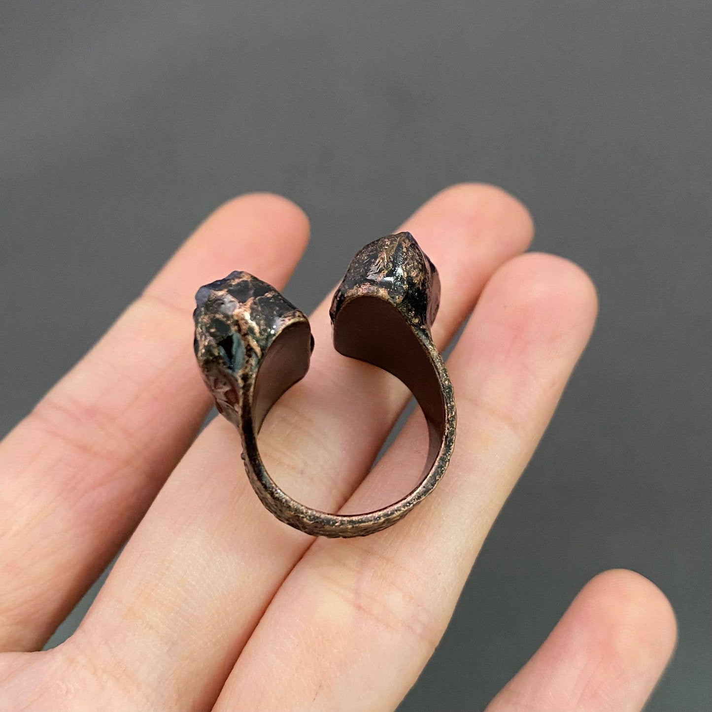 Vintage Double Amethyst Adjustable Ring