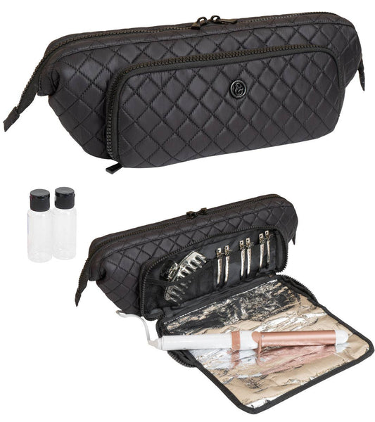 Joan & David Diamond Quilted Puffer Nylon Hair Tool Travel Bag