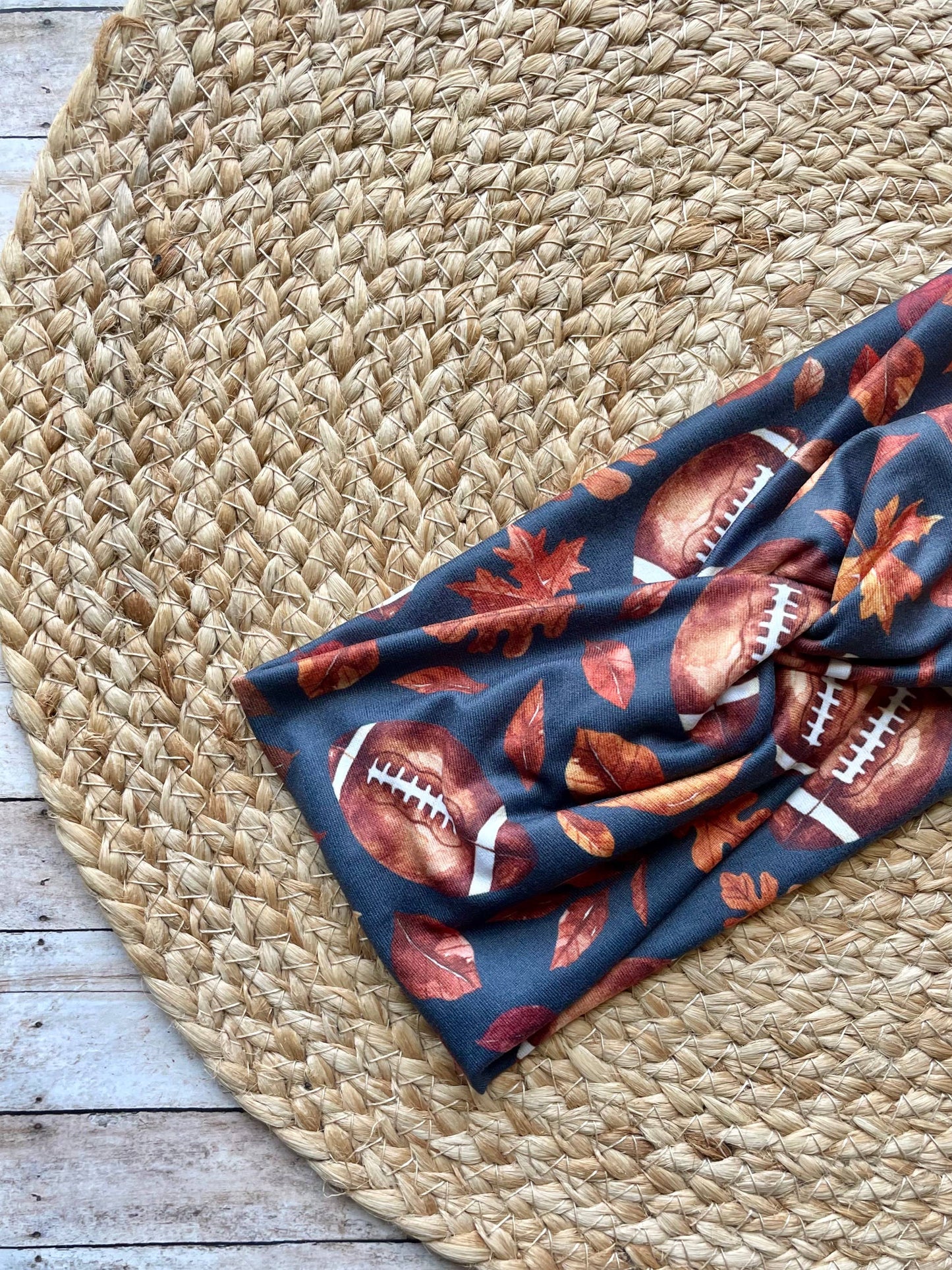 Football and Leaves Knit Twist Headband – Designs by Rachel Joy