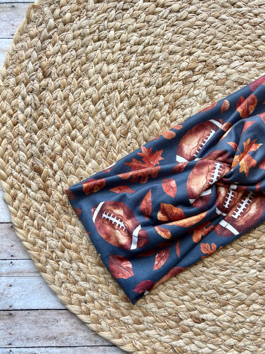 Football and Leaves Knit Twist Headband – Designs by Rachel Joy