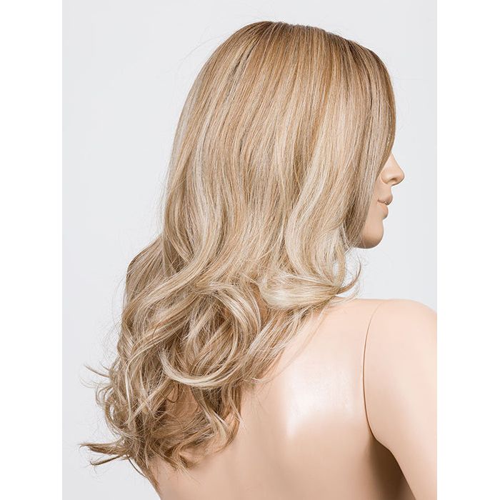 DIVA by ELLEN WILLE in CHAMPAGNE ROOTED 24.14.20 | Lightest Ash Blonde, Medium Ash Blonde, and Light Strawberry Blonde blend with Dark Shaded Roots