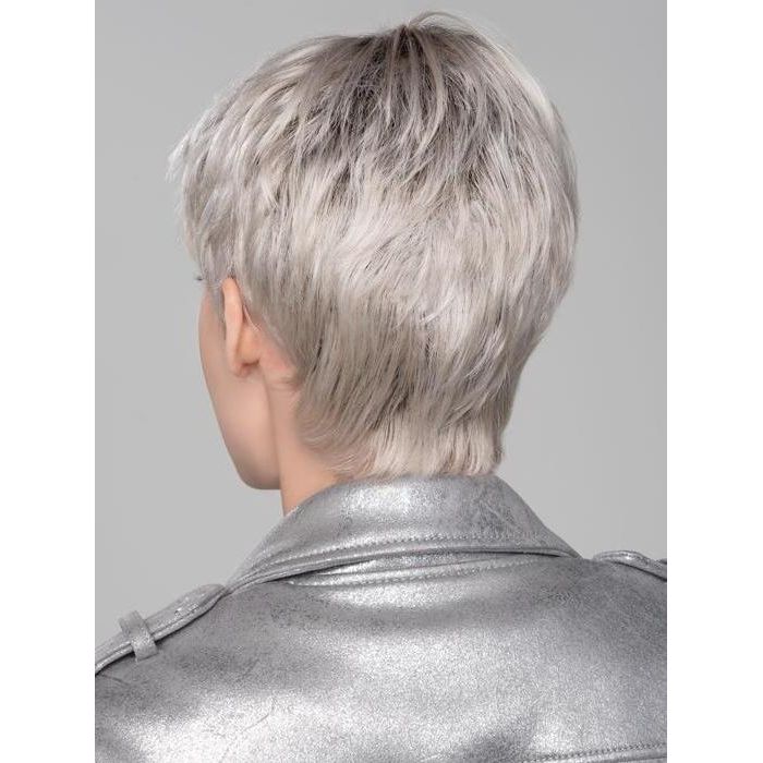 RISK by ELLEN WILLE in LIGHT CHAMPAGNE ROOTED 101.23.8 | Pearl Platinum, Lightest Pale Blonde, and Medium Brown blend with Dark Shaded Roots  