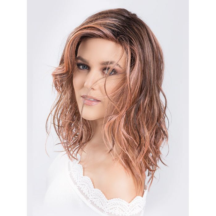 TABU by ELLEN WILLE in ROSEWOOD ROOTED | Medium Dark Brown Roots that Melt into a Mixture of Saddle Brown and Terra-Cotta Tones with Dark Roots