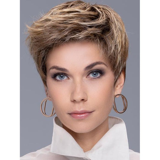 COOL by ELLEN WILLE in LIGHT BERNSTEIN ROOTED 8.20.27 | Light Auburn, Light Honey Blonde, and Light Reddish Brown Blend and Dark Roots