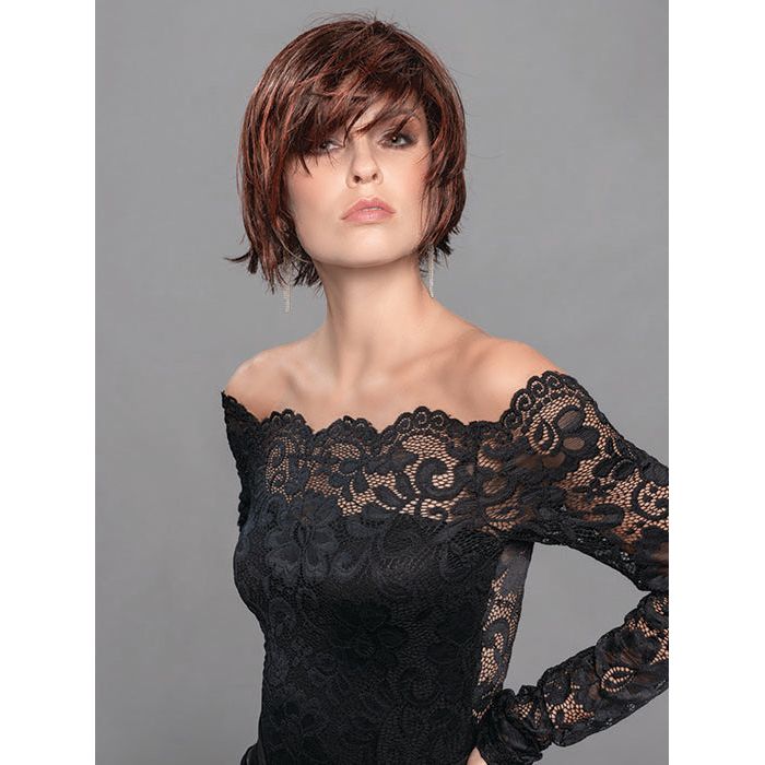 ECHO by ELLEN WILLE in HOT CHILLI MIX 130.33.4 | Bright Copper Red and Medium Burgundy Red Blend with Medium to Dark Brown Roots