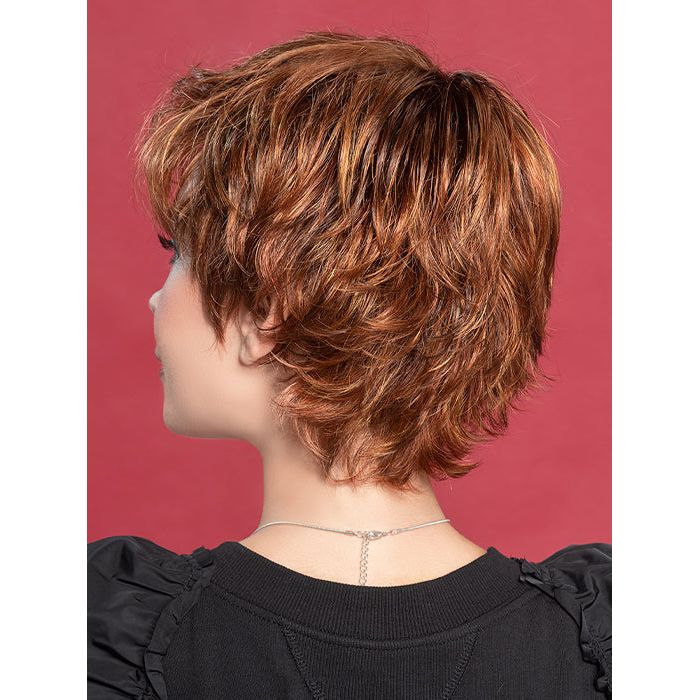 OPEN by ELLEN WILLE in SAFRAN RED ROOTED 29.28.33 | Dark Copper Red, Copper Red, and Light Copper Red Blend with Dark Auburn Roots