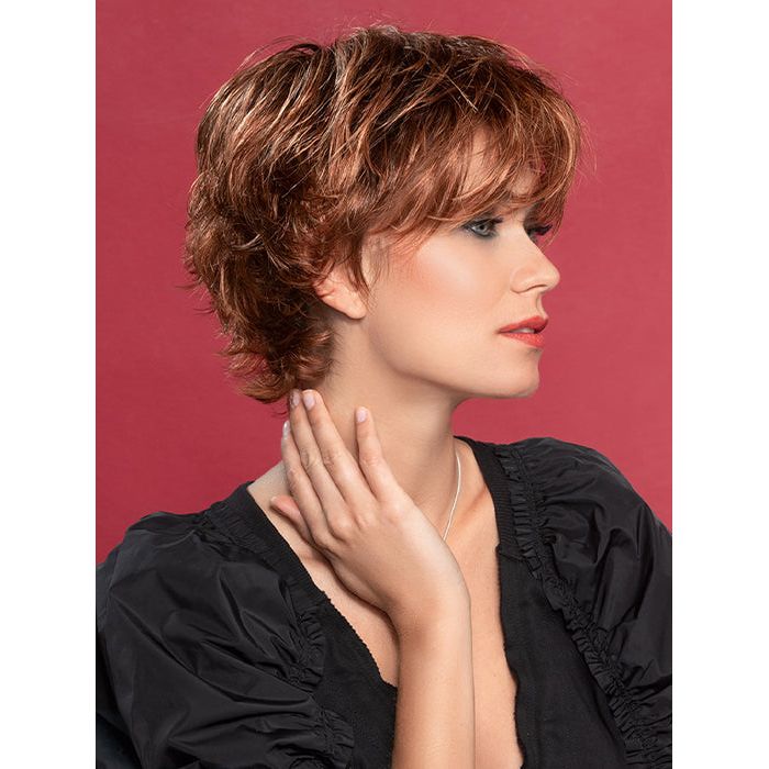 OPEN by ELLEN WILLE in SAFRAN RED ROOTED 29.28.33 | Dark Copper Red, Copper Red, and Light Copper Red Blend with Dark Auburn Roots