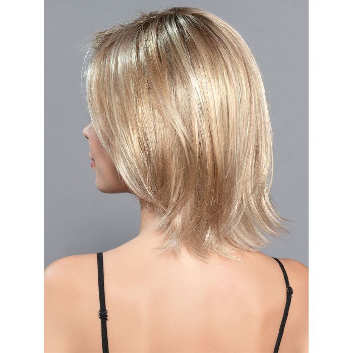 UNITED by ELLEN WILLE in CARAMEL ROOTED 20.26.19 | Medium Gold Blonde and Light Gold Blonde Blend with Light Brown Roots